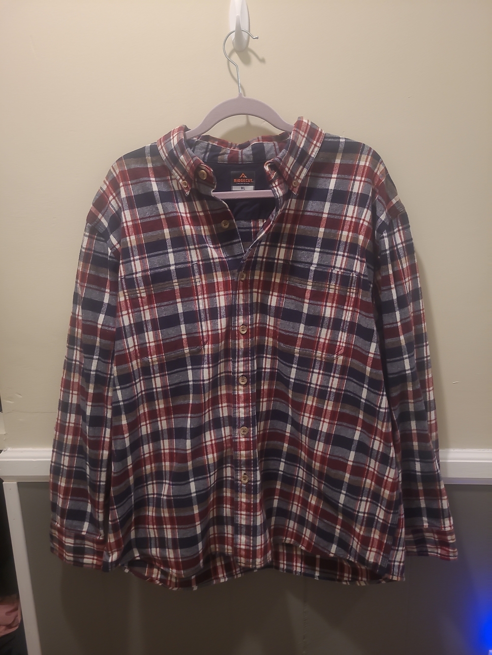 Ridgecut Toughwear Flannel Shirt Men XL Red Plaid Button Down Workwear Double Pk